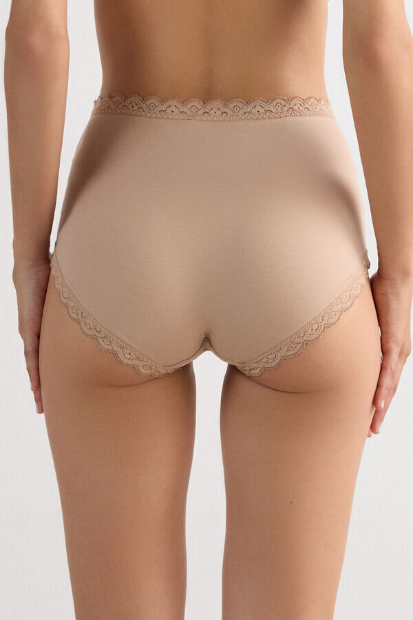 Bavlněné a krajkové kalhotky s vysokým pasem Bavlněné a krajkové kalhotky s vysokým pasem