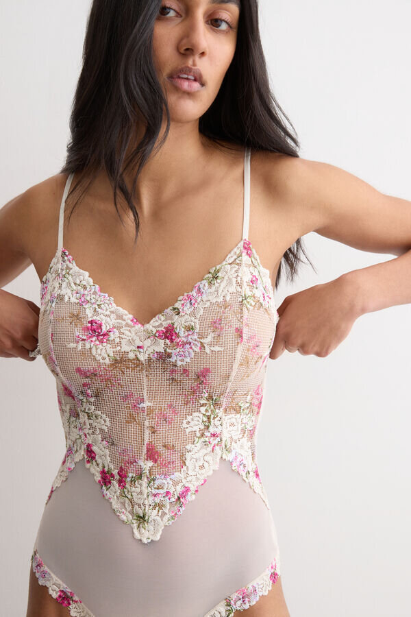 Body s potiskem Pretty Flowers z tylu a Lace Bodysuit Body s potiskem Pretty Flowers z tylu a Lace Bodysuit
