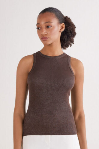 Žebrované bavlněné lamé tílko