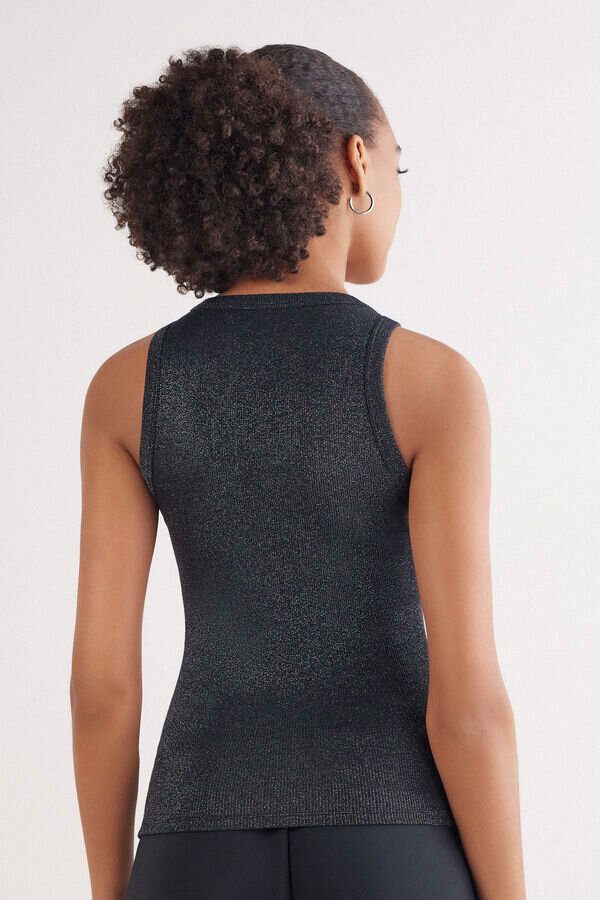 Žebrované bavlněné lamé tílko Žebrované bavlněné lamé tílko