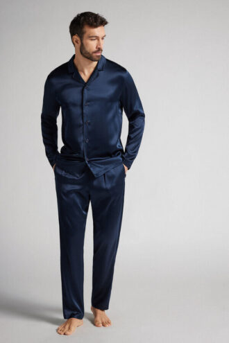 Hedvábné pyžamo s dlouhými kalhotami