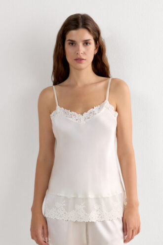 Hedvábné tílko s tenkými ramínky Pretty Flowers