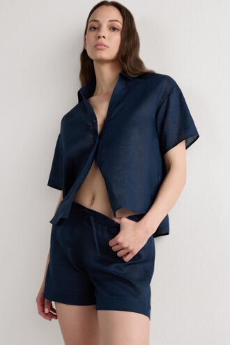 Košile s krátkým rukávem z čistého lnu