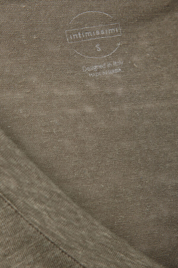 Krátké rukávy s výstřihem do V z čistého lnu Krátké rukávy s výstřihem do V z čistého lnu