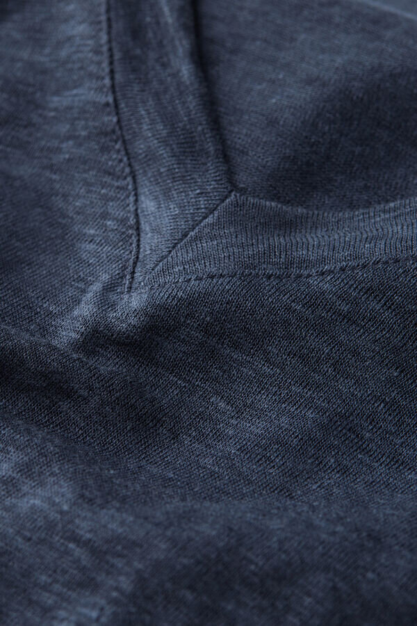 Krátké rukávy s výstřihem do V z čistého lnu Krátké rukávy s výstřihem do V z čistého lnu