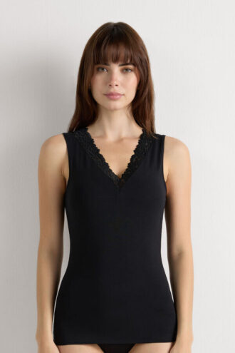 Modální a krajkové tílko Pretty Flowers