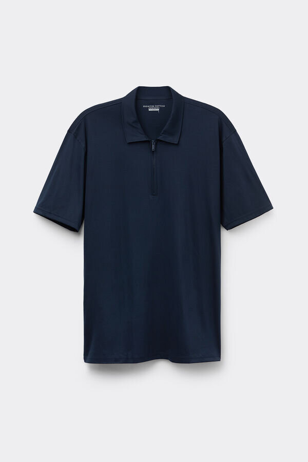 Polo tričko s krátkým rukávem a zipem z prémiové mercerované bavlny Polo tričko s krátkým rukávem a zipem z prémiové mercerované bavlny