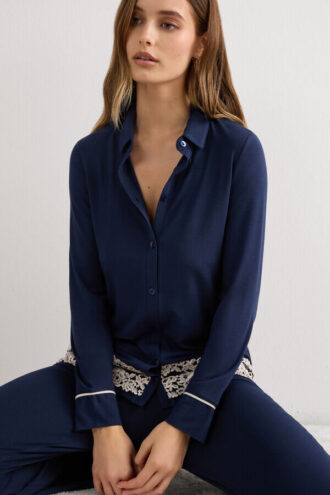 Pretty Flowers košile s knoflíky z modalu