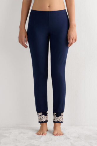 Pretty Flowers modalové kalhoty s manžetami