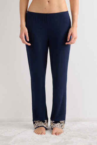 Pretty Flowers volánové dlouhé kalhoty z modalu