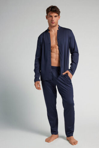 Pyžamo s otevřeným předním dílem a dlouhými nohavicemi z bavlny