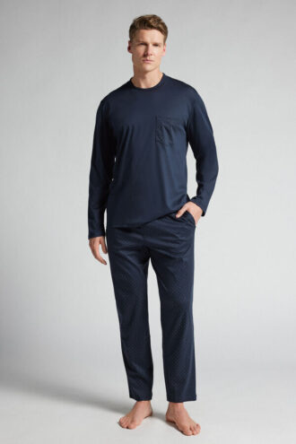 Pyžamo z mercerované bavlny s puntíkovaným potiskem