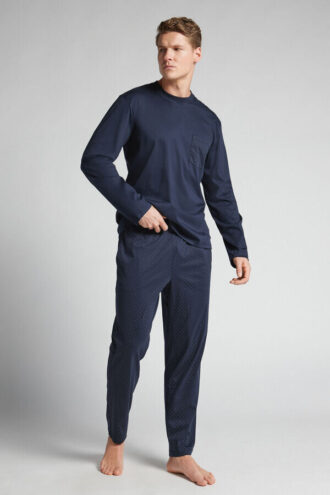 Pyžamo z mercerované bavlny s puntíkovaným potiskem