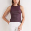 Ribbed Cotton Lame Tank Top