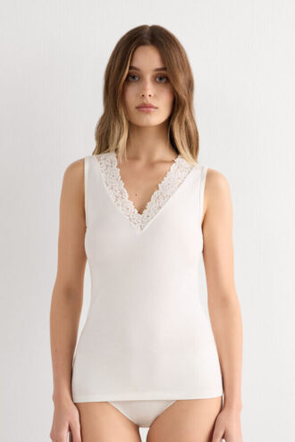 Tílko Pretty Flowers z modalu a krajky