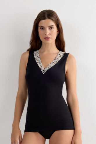 Tílko Pretty Flowers z modalu a krajky