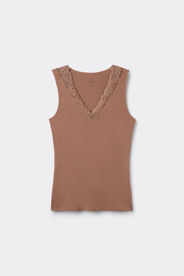 Tílko Pretty Flowers z modalu a krajky Tílko Pretty Flowers z modalu a krajky