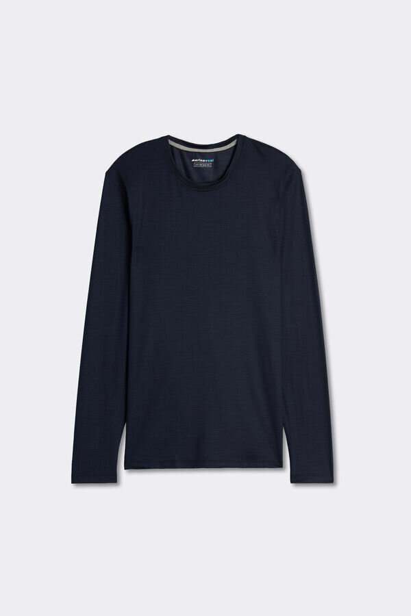 Top s dlouhým rukávem a kulatým výstřihem z merino vlny Top s dlouhým rukávem a kulatým výstřihem z merino vlny