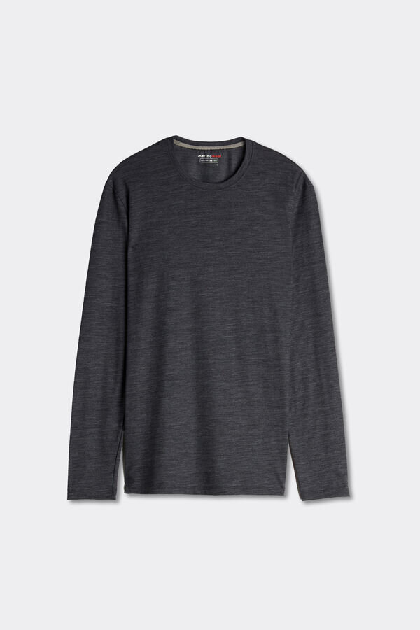 Top s dlouhým rukávem a kulatým výstřihem z merino vlny Top s dlouhým rukávem a kulatým výstřihem z merino vlny