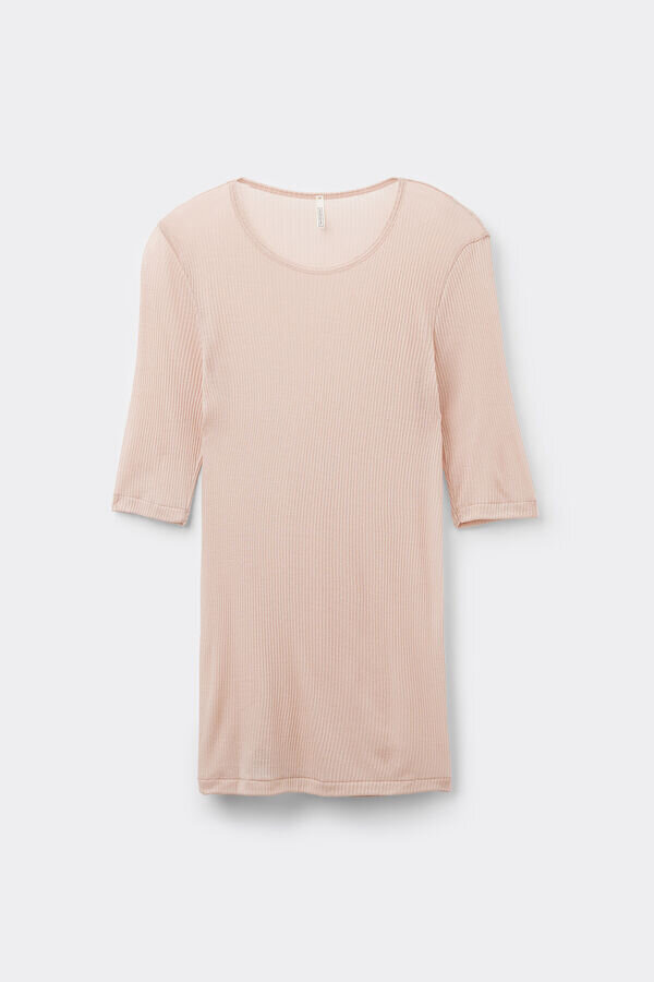 Top s krátkými rukávy z ultranaturální látky s kašmírem Top s krátkými rukávy z ultranaturální látky s kašmírem