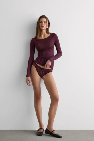 Ultralehký top s lodním výstřihem z modalu a kašmíru