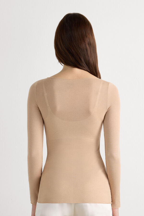 Ultralehký top s lodním výstřihem z modalu a kašmíru Ultralehký top s lodním výstřihem z modalu a kašmíru